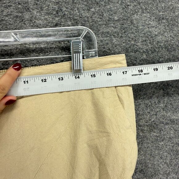 Alfred Dunner Cropped Pants Women 14 Beige High Rise Flat Front Pull On Cotton - Picture 3 of 7